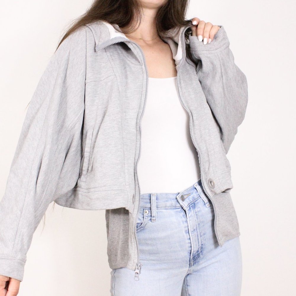 *Stella McCartney x Adidas Grey Zip Up High Low Sweater